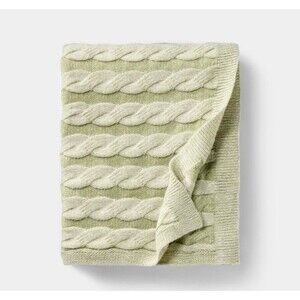50"x60" Twisted Cable Throw Blanket Green and Cream - Threshold Studio McGee NEW